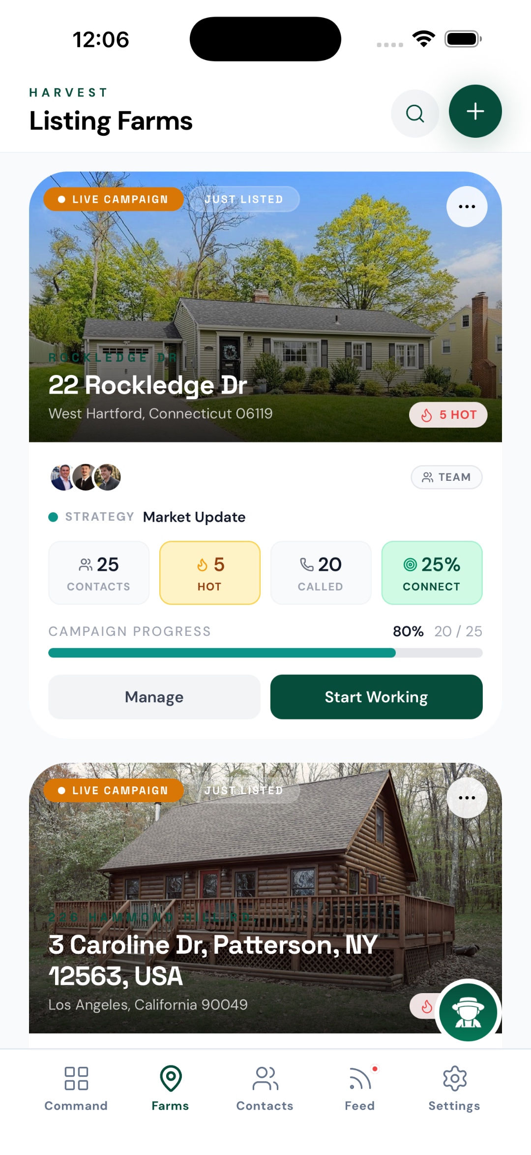 Harvest listing farms